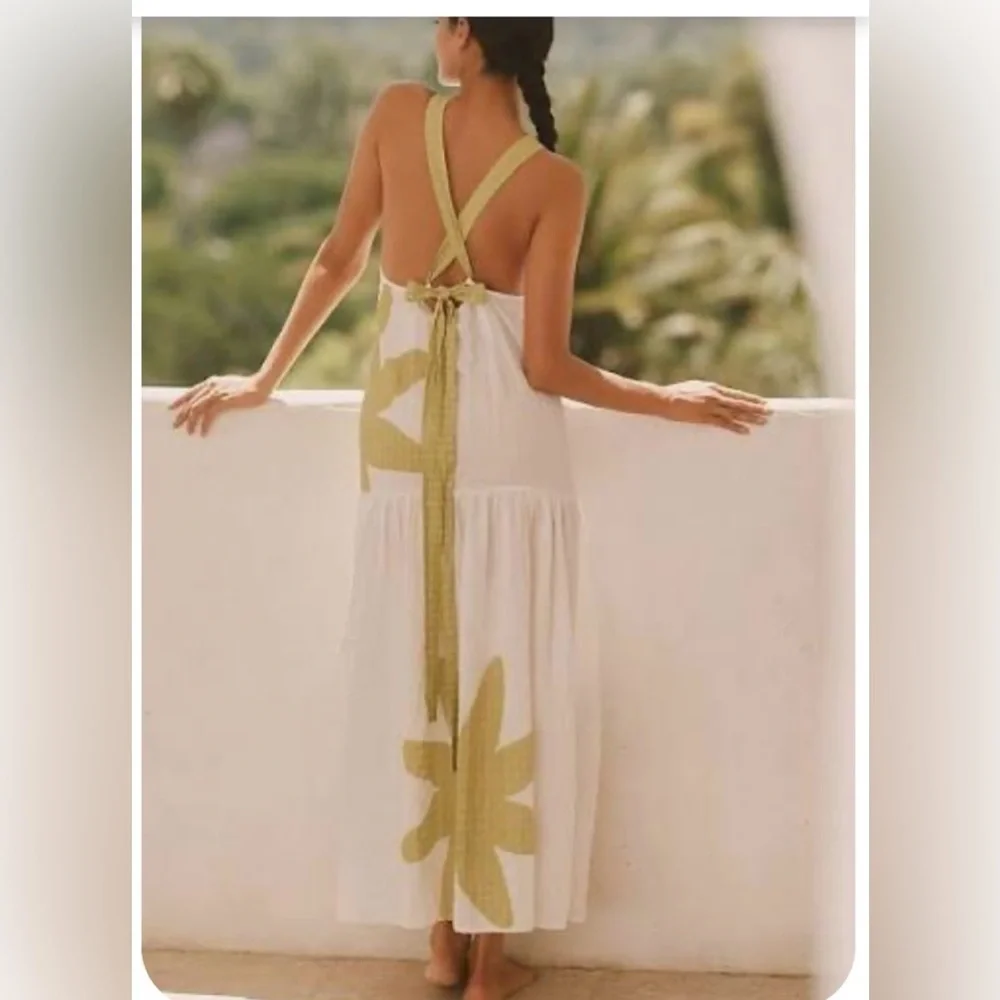 Anthropologie dress MIDI Sz M CELANDINE SLEEVELESS summer vacay resortwear - Picture 8 of 13